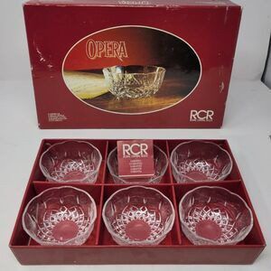 Vintage Royal Crystal Rock "RCR" Opera Crystal 4.5” Dessert Fruit Bowls Set Of 6